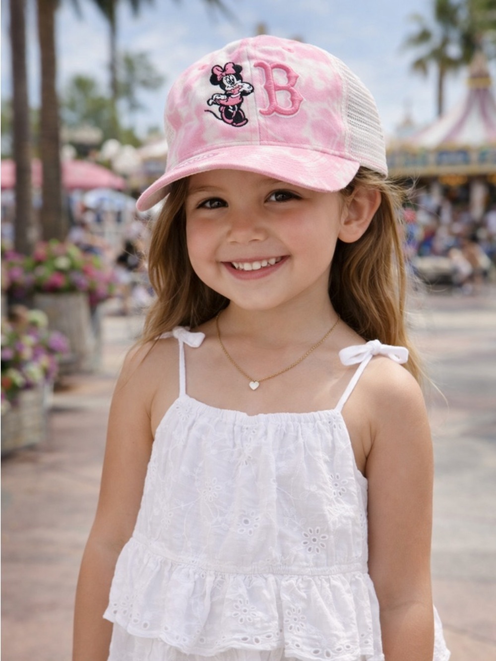 Disney Minnie Mouse Boston “B” New Era Youth Hat | Pink Tie-Dye Snapback Cap 54 - Picture 1 of 5